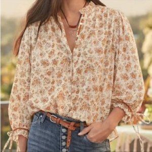 Sundance Ashton Floral Drape Top” Cream blouse